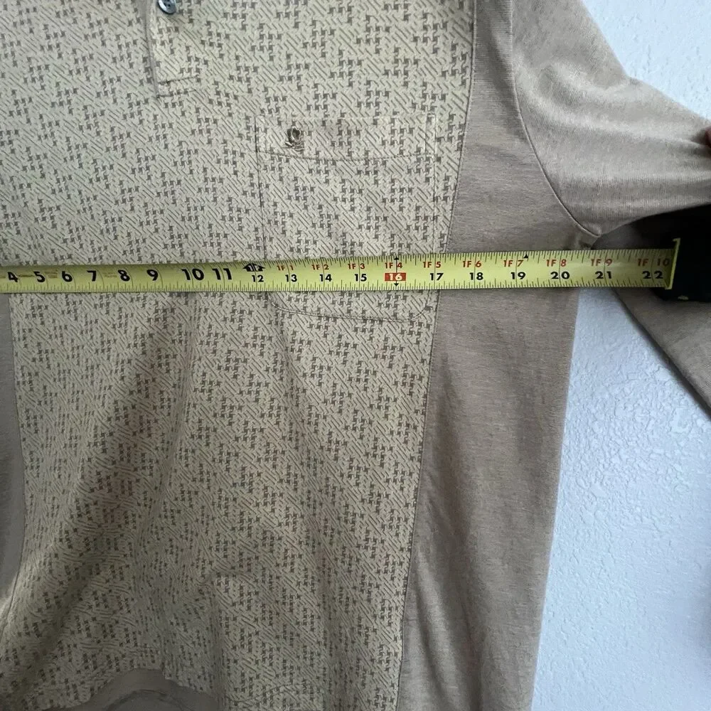 Vintage Montagut Paris Mens Long Sleeve Polo Size 48 Tan